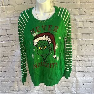 The Grinch “Never Naughty” Green Christmas Sweater | Women’s Large | Holiday